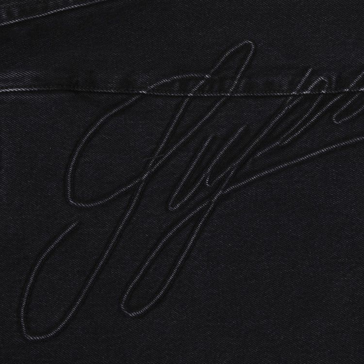 Buy Supreme Script Baggy Denim Short 'Washed Black