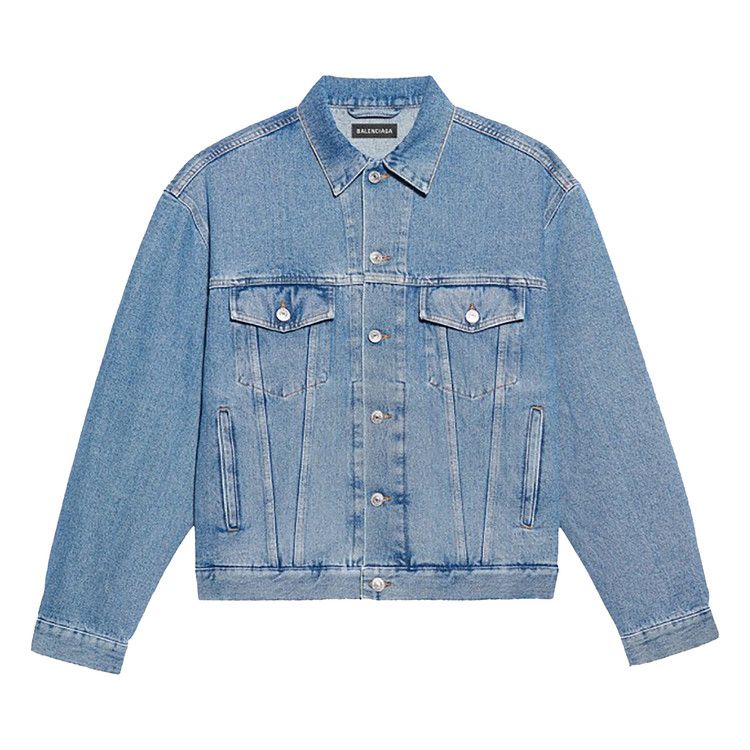 Balenciaga Languages Denim Jacket Stone Wash Indigo