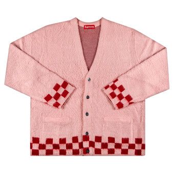 Buy Supreme Brushed Checkerboard Cardigan 'Pink' - SS21SK17