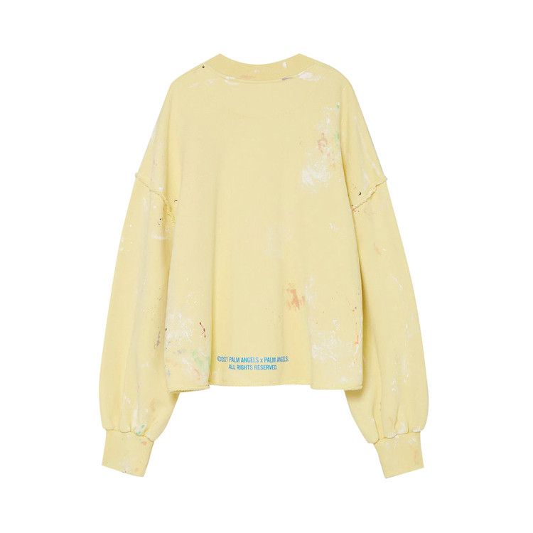 Buy Palm Angels PxP Painted Comfy Crewneck 'Baby Yellow/Blue
