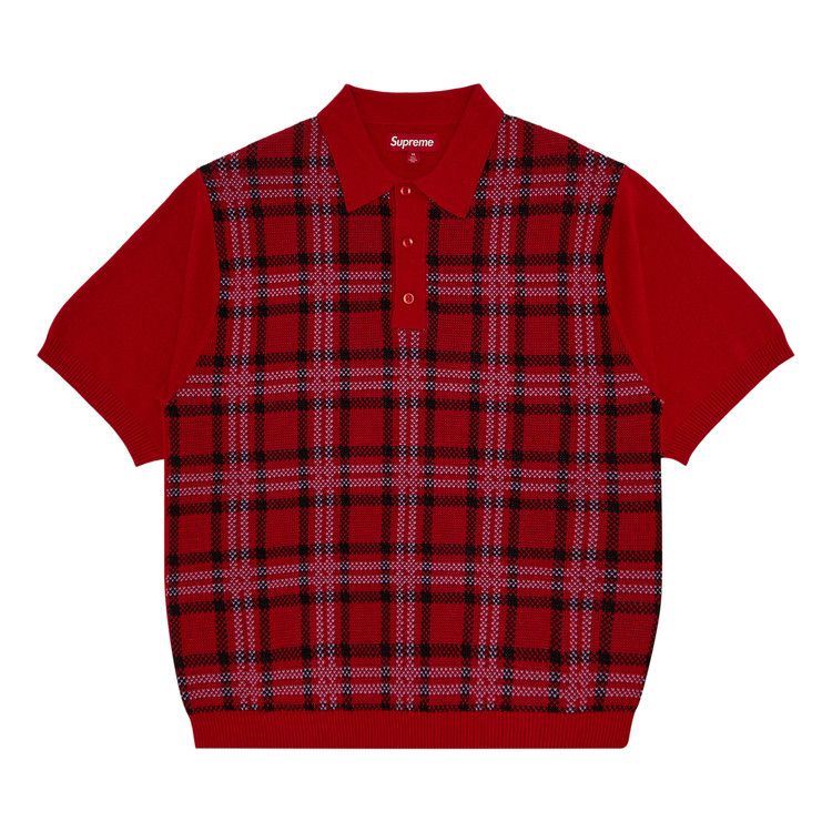 Buy Supreme Plaid Knit Short-Sleeve Polo 'Red' - SS24KN58 RED | GOAT