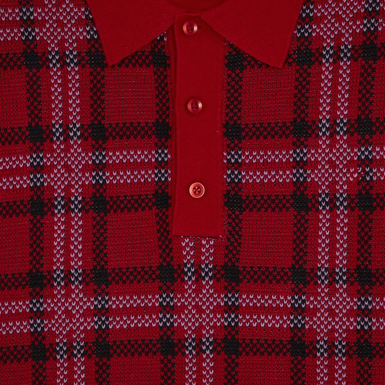 Buy Supreme Plaid Knit Short-Sleeve Polo 'Red' - SS24KN58