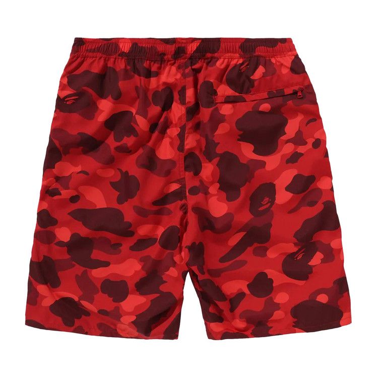 Bape Color Camo Ape Head One Point Beach Shorts 'red'