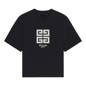 Tシャツ・カットソー GIVENCHY FW25 T-SHIRT WITH LOGO (BM71NK3YRS 001) Givenchy Black cotton T-shirt with logo patch | TheDoubleF