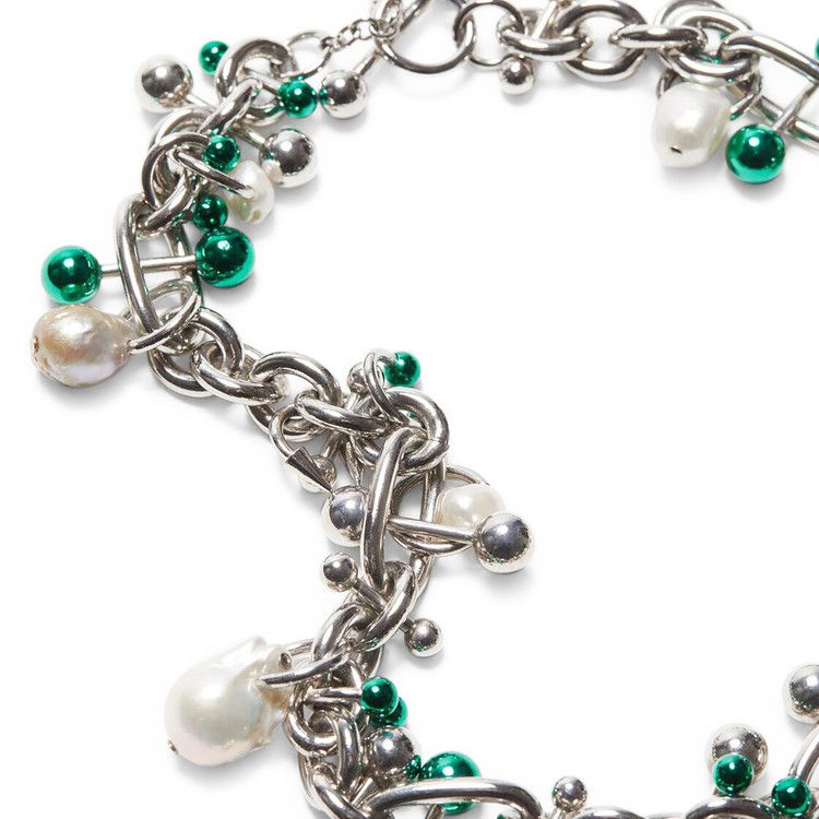 Buy Acne Studios Multi Charm Necklace 'Silver/Green' - C50422 GOAT