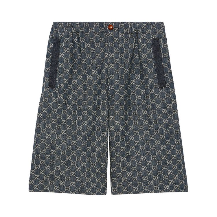 Gucci Eco Washed Gg Denim Shorts Dark Blue/Ivory