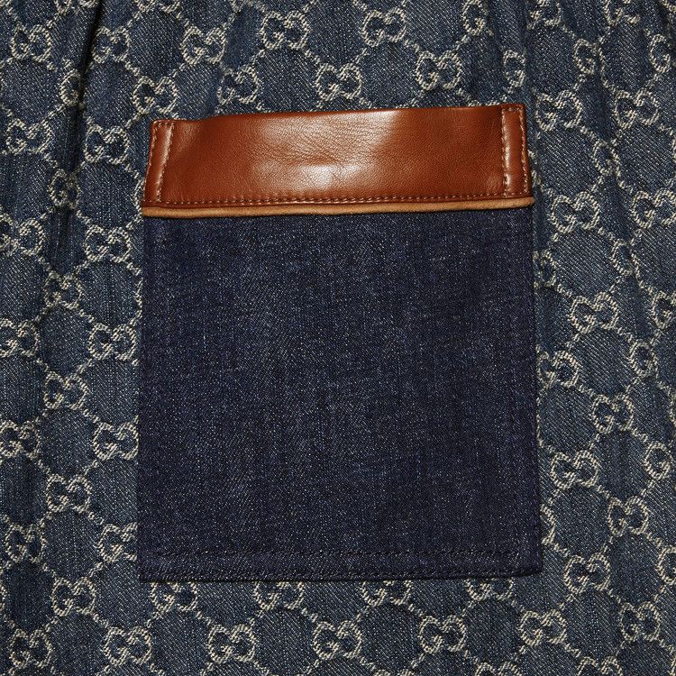 Gucci Eco Washed Gg Denim Shorts Dark Blue/Ivory