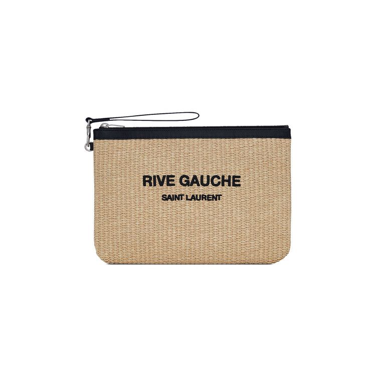 Saint Laurent Rive Gauche Zippered Pouch Natural Beige