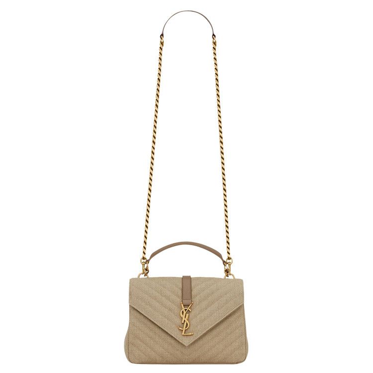 Saint Laurent Quilted College Medium Bag Natural/Taupe