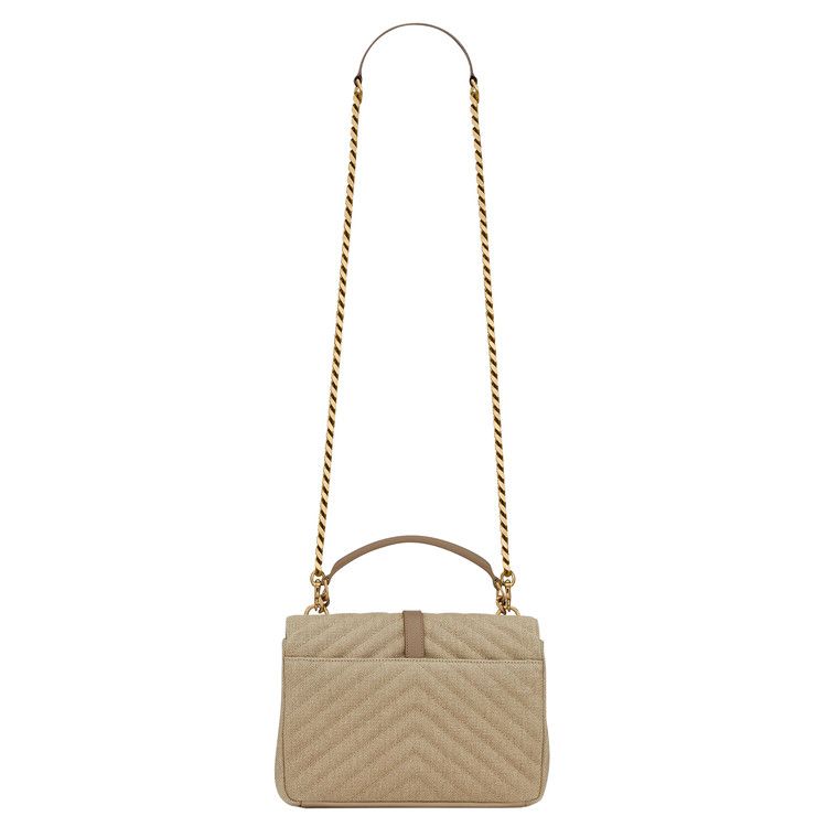 Saint Laurent Quilted College Medium Bag Natural/Taupe