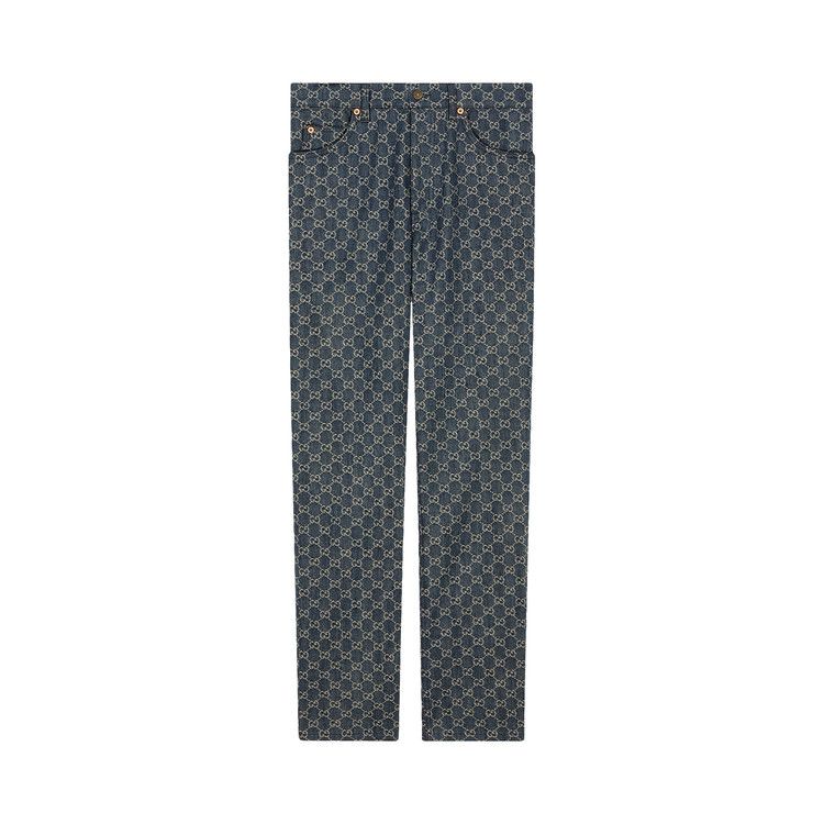 GUCCI グッチ GG Logo ECO WASHED DENIM WIDE Buy Gucci Eco Washed GG Denim Pant 'Dark Blue/Ivory' - 649092