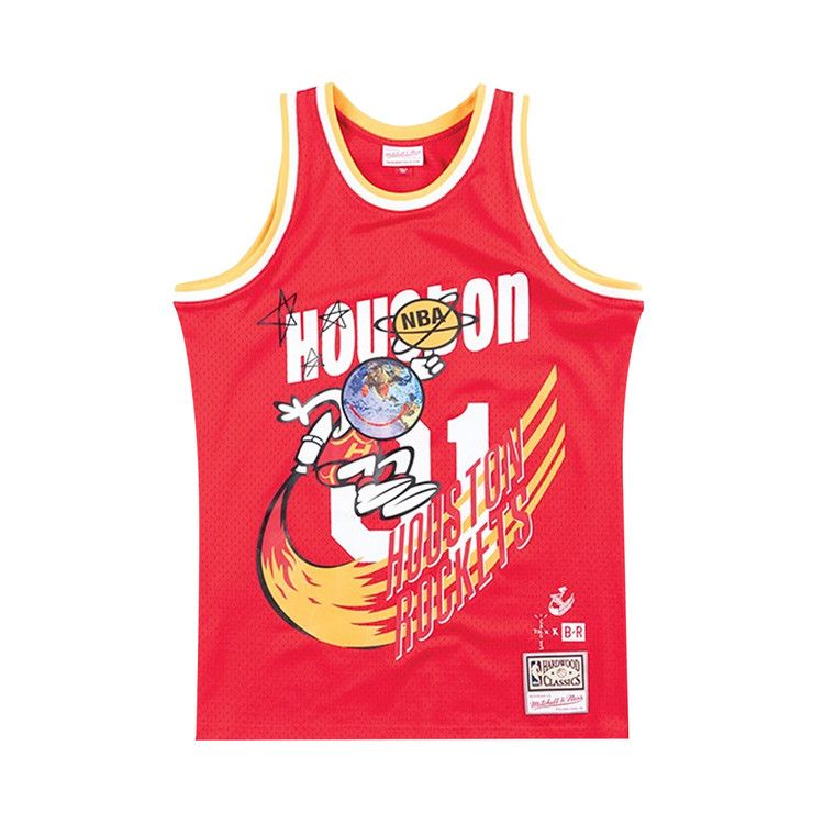 Cactus Jack By Travis Scott X Br X Mitchell & Ness Rockets Jersey 'red'