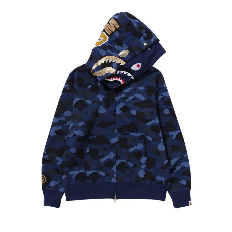 Bape Color Camo Double Shark Full Zip Hoodie 'navy'