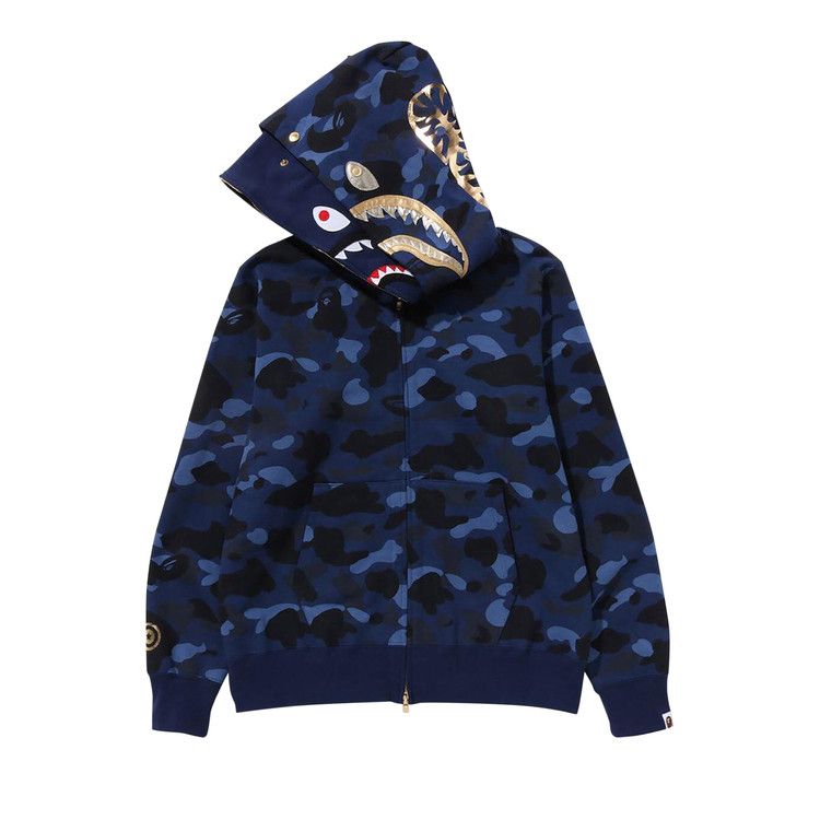 Bape Color Camo Double Shark Full Zip Hoodie 'navy'
