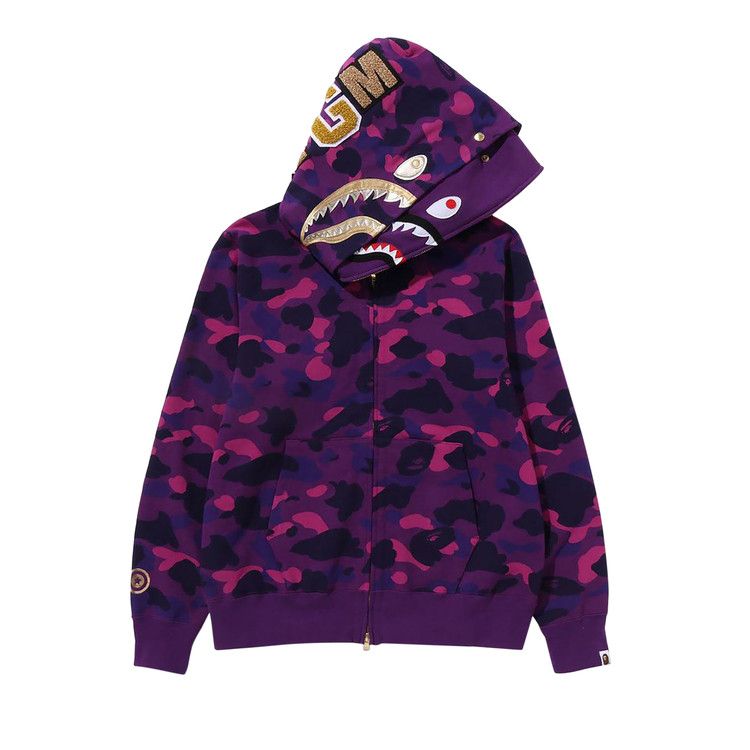 Bape Color Camo Double Shark Full Zip Hoodie 'purple'