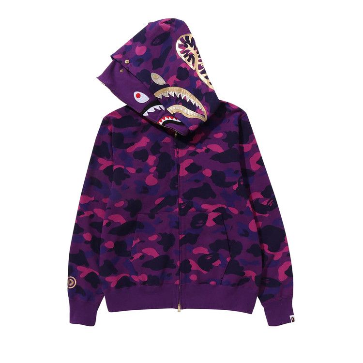 Bape Color Camo Double Shark Full Zip Hoodie 'purple'