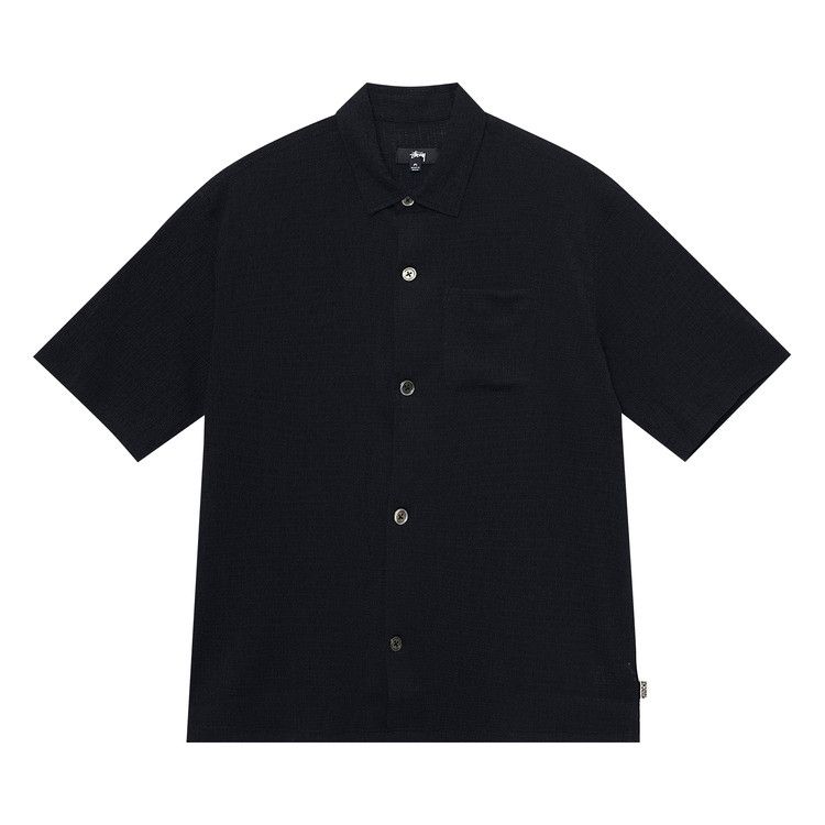 Stussy Boxy Flat Hem Crinkled Shirt 'black'