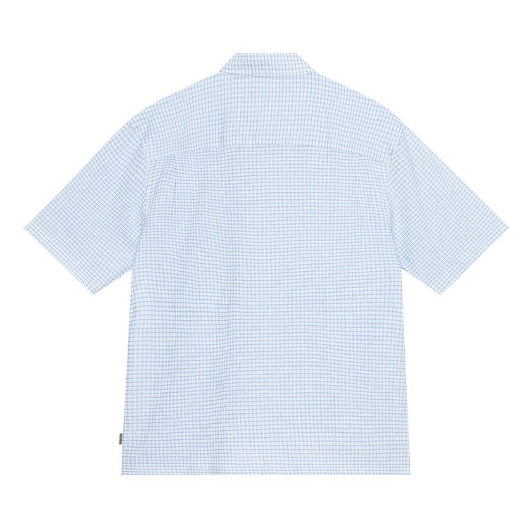 Stussy Boxy Flat Hem Crinkled Shirt Blue Check