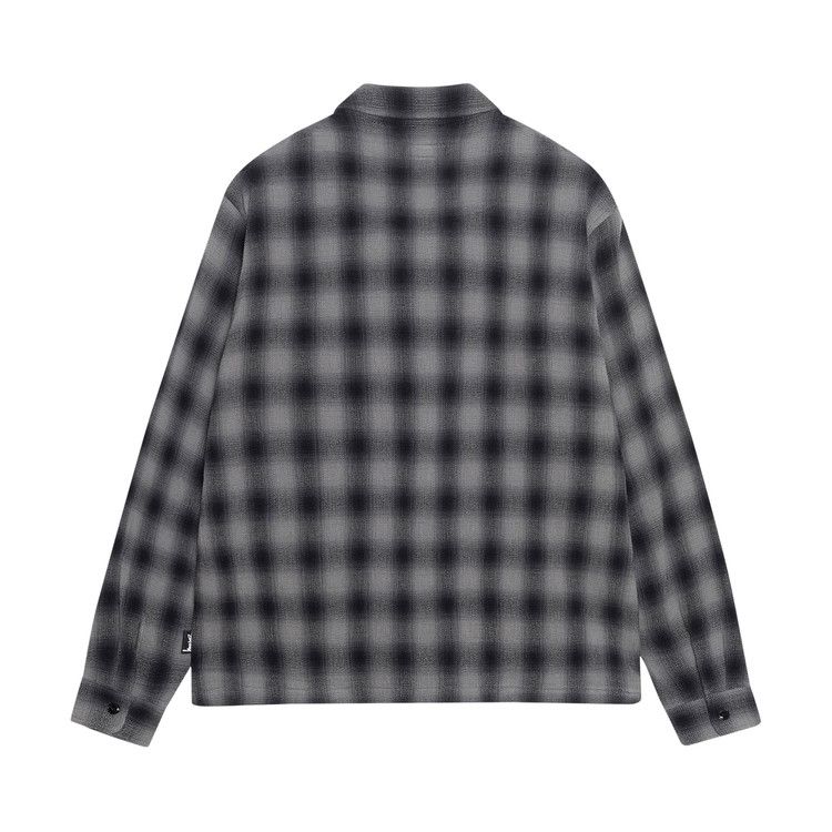Stussy Zip Twisted Yarn Plaid Shirt 'charcoal'
