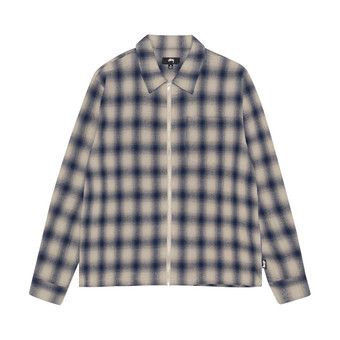 Buy Stussy Zip Twisted Yarn Plaid Shirt 'Natural' - 1110327