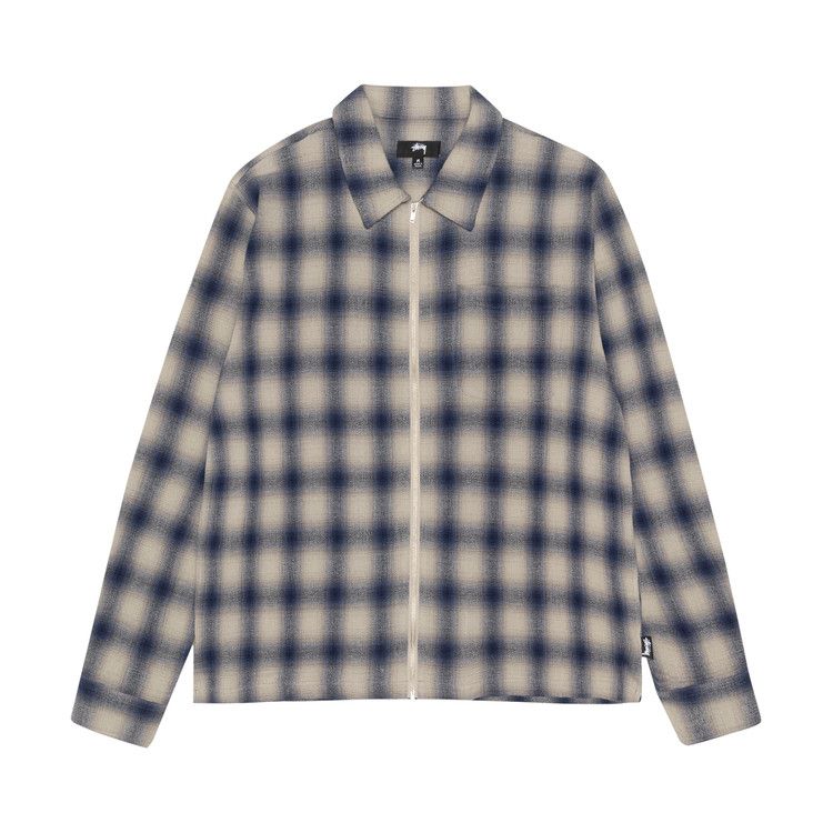 Stussy Zip Twisted Yarn Plaid Shirt 'natural'