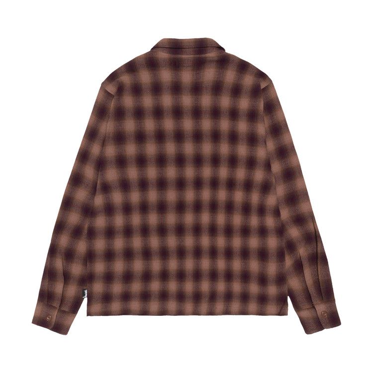 Stussy Zip Twisted Yarn Plaid Shirt 'brown'