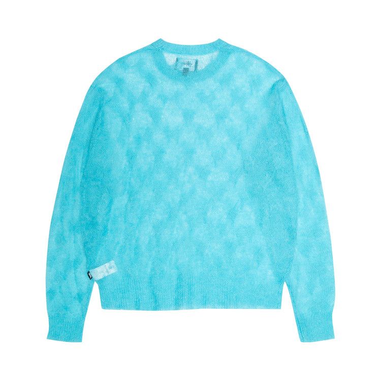 Stussy Loose Knit Cross Cable Sweater Cyan