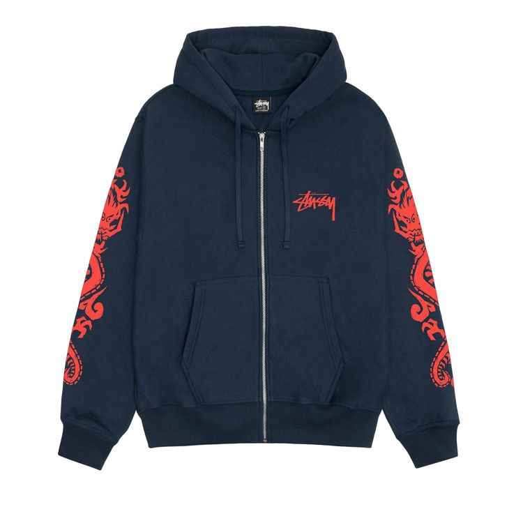 Stussy Dragons Zip Hoodie 'navy'
