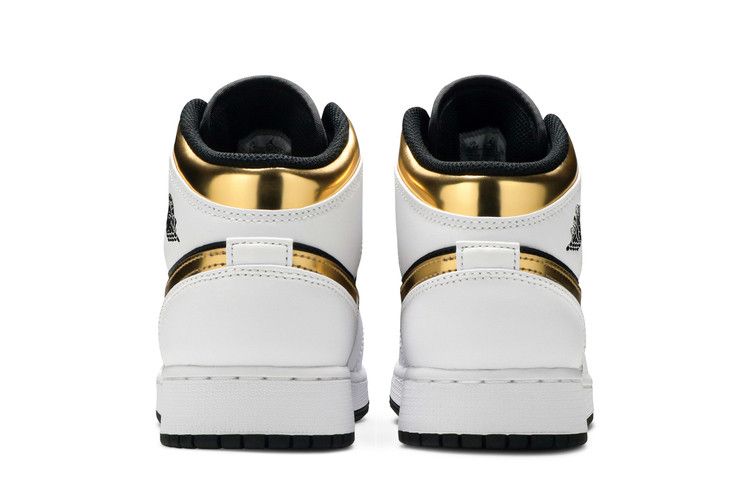 Air Jordan 1 Mid Gs White Gold