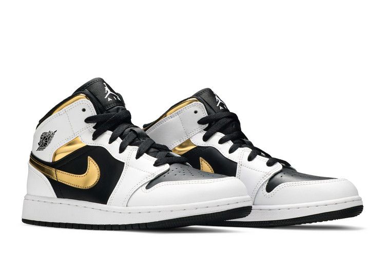 Air Jordan 1 Mid Gs White Gold