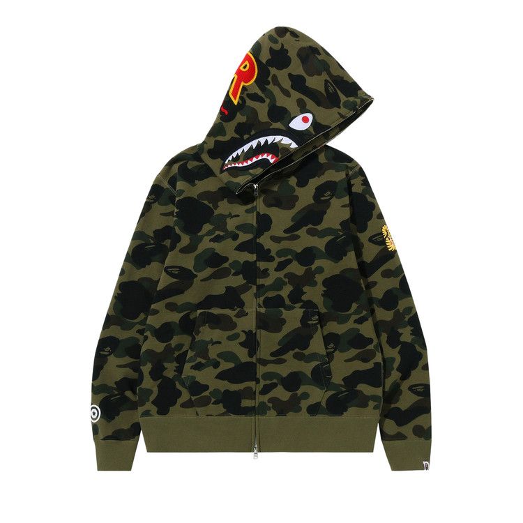 Buy BAPE 1st Camo PONR Shark Full Zip Hoodie 'Green' - 1I80 115