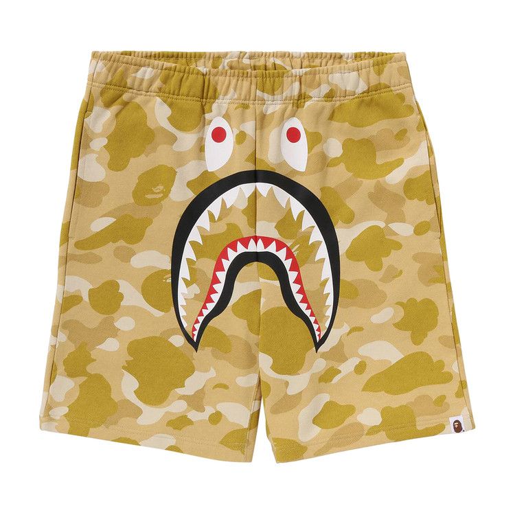 Bape Color Camo Shark Sweat Shorts Yellow Price in India | Culture