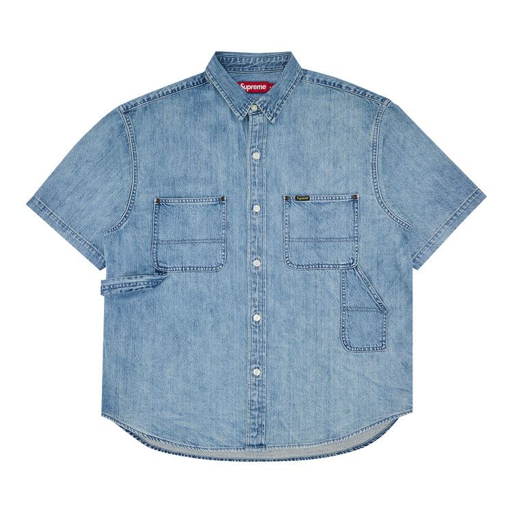Buy Supreme Loose Fit Short-Sleeve Denim Painter Shirt 'Washed Blue' -  SS24S21 WASHED BLUE | GOAT