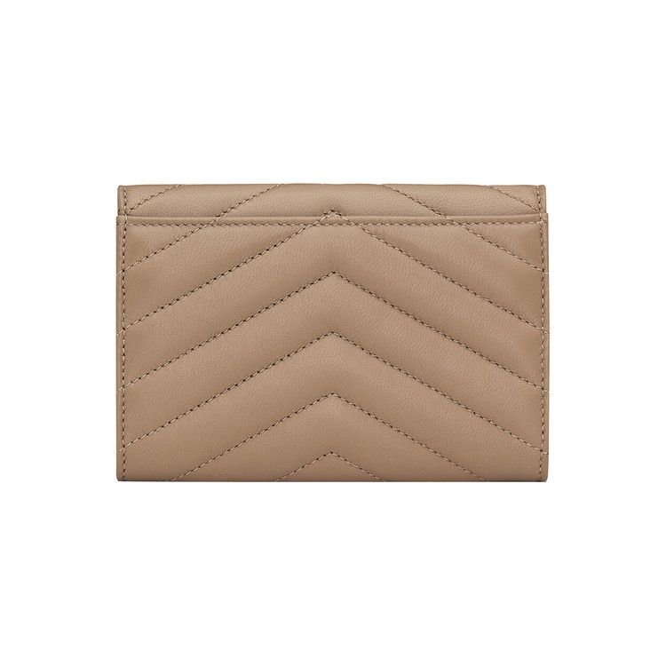 Saint Laurent Monogram Quilted Wallet Dusty Grey