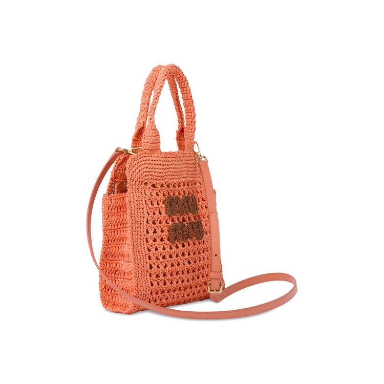 Buy Miu Miu Raffia Effect Crochet Fabric Tote Bag 'Tulip