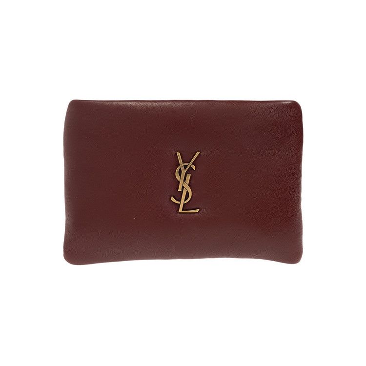 Saint Laurent Mini Calypso Zipped Pouch 'dark Bordeaux'