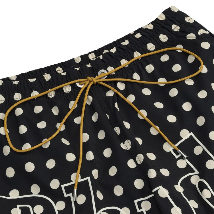 Rhude Logo Polka Dot Swim Shorts Black/White