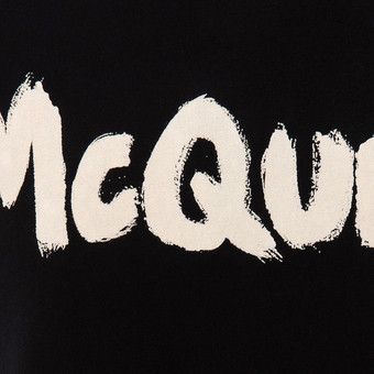 ★alexander mcqueen★ Graffiti Logo Short Sleeve Shirt Black Alexander Mcqueen Graffiti-jacquard Short-sleeve Shirt In