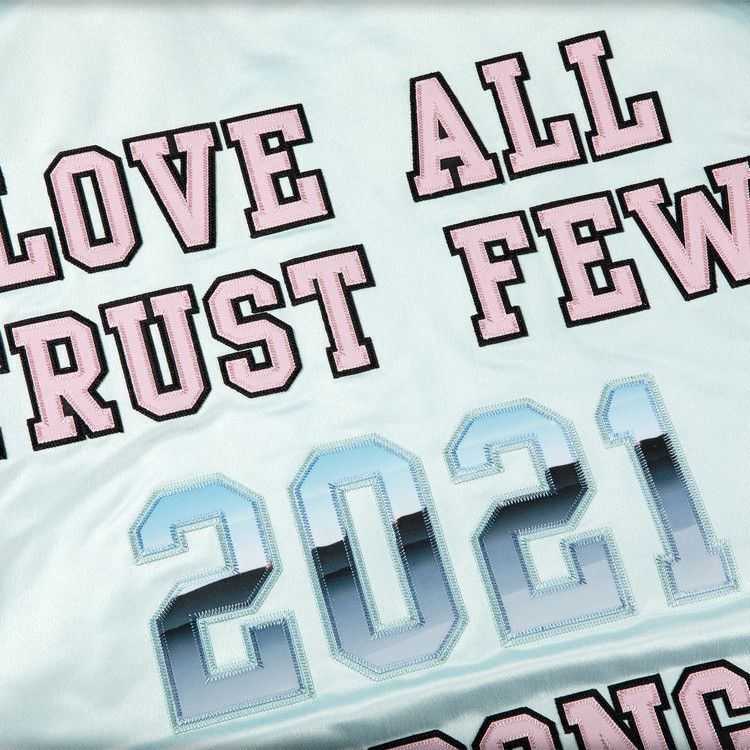 Supreme X Mitchell And Ness Satin Varsity Jacket Light Blue