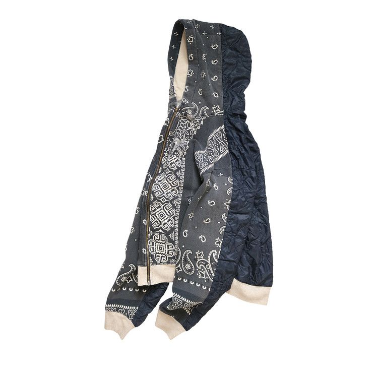 Buy Kapital Half-Quilted Bandana Zip-Up Hoodie 'Black