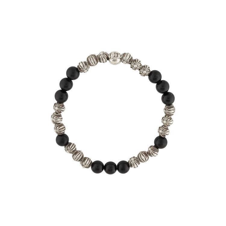 Chrome Hearts Onyx And Celtic Cross Bead Bracelet Silver