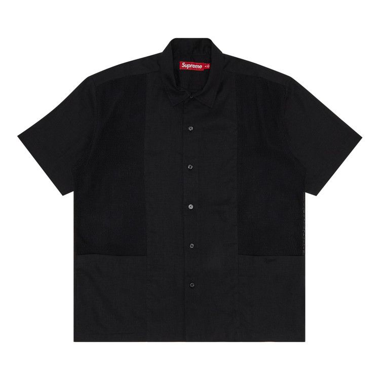 Buy Supreme Mesh Panel Linen Short-Sleeve Shirt 'Black' - SS24S13