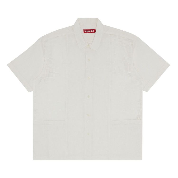 Buy Supreme Mesh Panel Linen Short-Sleeve Shirt 'White' - SS24S13