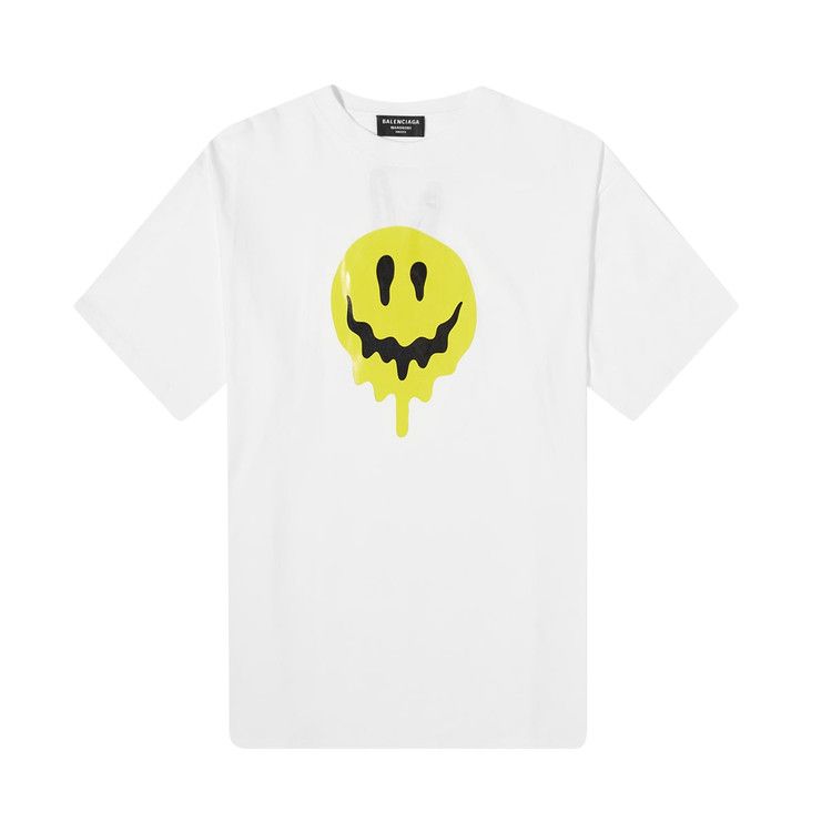 BALENCIAGA イエロースマイリーフェイス Tシャツ Buy Balenciaga Large Fit Smiley T-Shirt 'White/Yellow/White