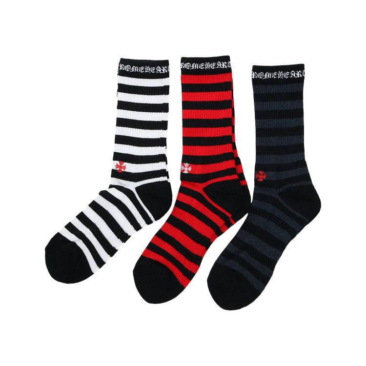 Buy Chrome Hearts 3-Pack Striped Socks 'Multicolor' - 1383