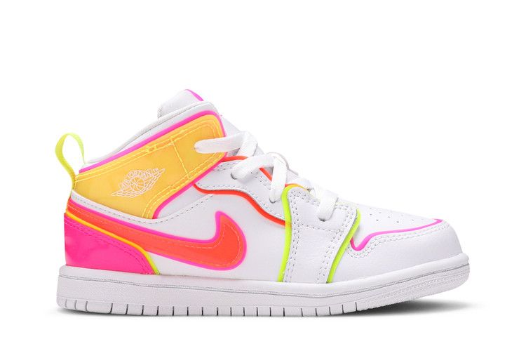 Nike Air Jordan 1 Mid PS Edge Glow shops White Pink Blast CV4612-100 Youth sz 2Y