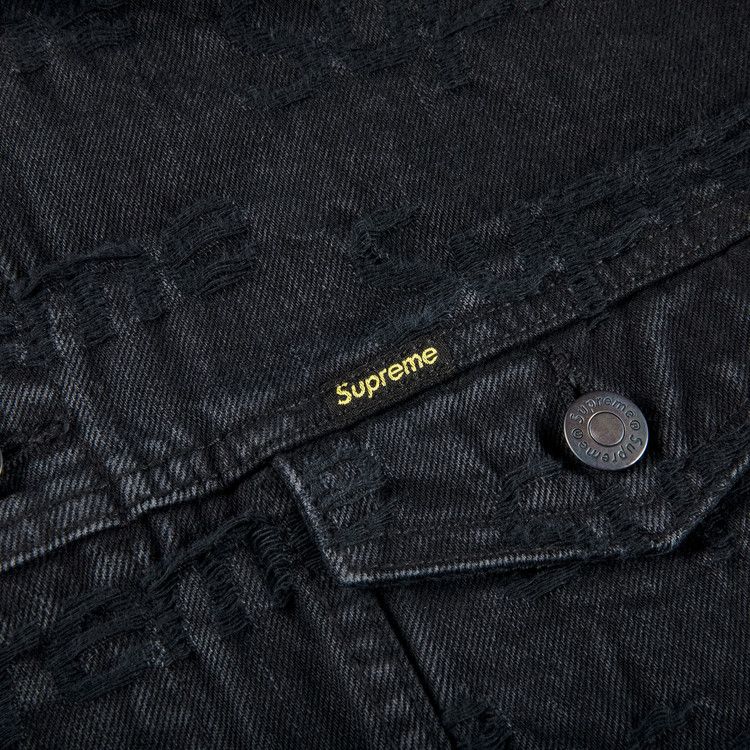 Buy Supreme Frayed Logos Denim Trucker Jacket 'Black