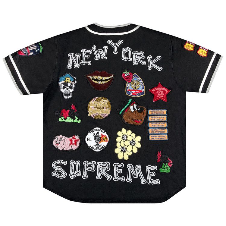 シャツ Supreme Patches Denim Baseball Jersey Buy Supreme Patches Denim Baseball Jersey 'Black' - SS21KN39 BLACK