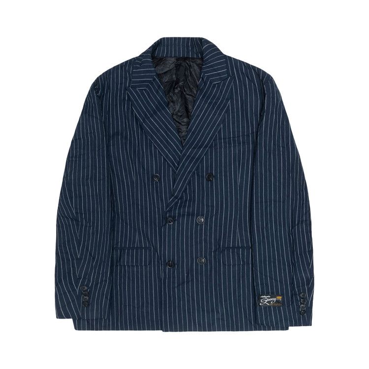 【STUSSY】BLazer Textured Linen sサイズNavy Buy Stussy Wrinkled Stripe Double-Breasted Blazer 'Navy