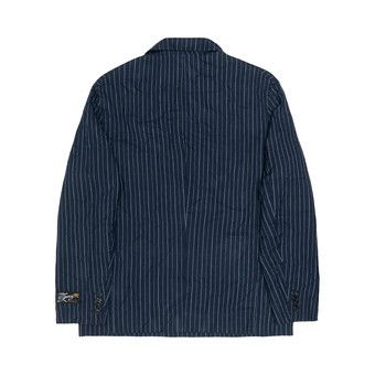 Buy Stussy Wrinkled Stripe Double-Breasted Blazer 'Navy' - 115772
